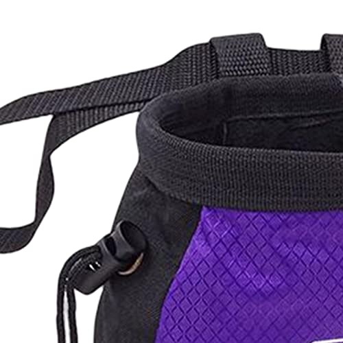 Rock Climbing Chalk Bag with Zipper Pocket for Hunting Hiking Fitness Gym - color: Purple