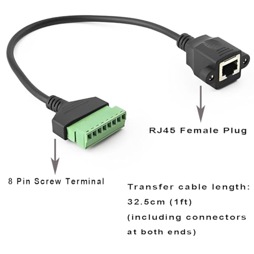 4Pcs 1ft RJ45 Female 8P8C Screw Terminal Adapter Extension Cord | 8P8C Standard Pin Layout, Extension Cord, Solderless Screw Terminals, Cat5 Cat6 Compatible, CCTV DVR Signal Extension - size: RJ45 Female Connector (4PCS)
