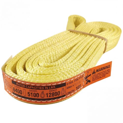 DD Sling 1" x 10' Nylon Endless Lifting Sling – USA Made | 6,400 lb Vertical, 5,100 lb Choker, 12,800 lb Basket – 2 Ply Heavy Duty 900 Webbing, Type 5 Endless Rigging Sling - size: 1"x10'