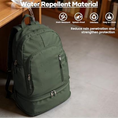 Gym Backpack for Women, Dance Volleyball Backpacks With Shoe Compartment | For Yoga Fitness Beach Hiking Sports - color: Green