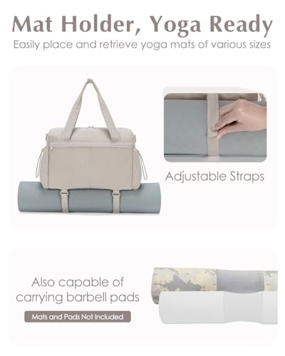 Small Gym Bag, Mini Gym Bag with Yoga Mat Holder & Wet Compartment, Camel | Yoga Mat Bag, Water Bottle Pocket, Detachable and Adjustable Shoulder Strap, Mini Duffle Bag for Workout Travel Dance - color: Puffer Camel