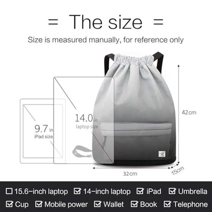 Waterproof Drawstring Bag, Gym Bag Sackpack Sports Beach Backpack for Men Women - color: 10-gradual Grey