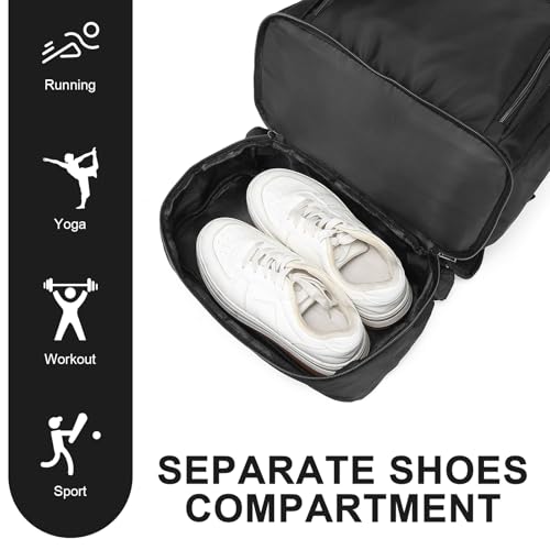 seyfocnia Gym Backpack for Men,Gym Bag with Shoe Compartment Lightweight Travel Workout Sports Backpack with USB Charging Port - size: 20inch
