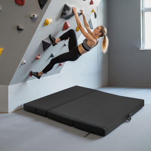 VEVOR Bouldering Crash Pad, Bi-Fold Rock Climbing Crash Pad with Adjustable Backpack Straps and Handle, Foldable Lightweight for Indoor Bouldering & Outdoor Climbing - size: 67.3 x 48.0 x 5.1 in / 1710 x 1220 x 130 mm