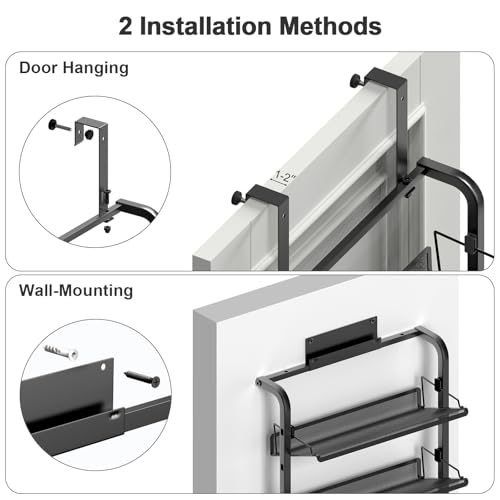 BUKFEN 6 Tier Adjustable Heavy Duty Metal Shoe Rack, Door Hanging and Wall Mount Organizer for Closet, Bedroom, Entryway, Laundry, Apartment, Small Spaces, Space Saving Solution for Busy Homes