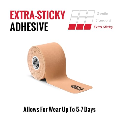 RockTape Go Extra-Sticky Adhesive Pre-Cut Kinesiology Tape (Beige) - color: Beige, style: EXTRASTICKY