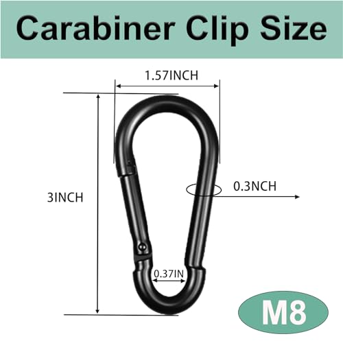 Heavy Duty Spring Snap Hook Carabiners, Galvanized Steel Quick Links, Spring Clips in Black & Silver, Multiple Sizes: 1.6Inch/2Inch/2.4Inch/3Inch/4Inch, for Swing Hammock Camping Keychain Outdoor - size: M8-100PCS, style: Black