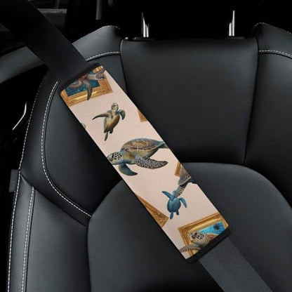 2 Piece Ocean Sea Turtle Art Car Seat Belt Pad Breathable Seat Belt Cushion for Child, Stroller Pushchair High Chair, Easy Install (No Tool) - color: Pattern 840