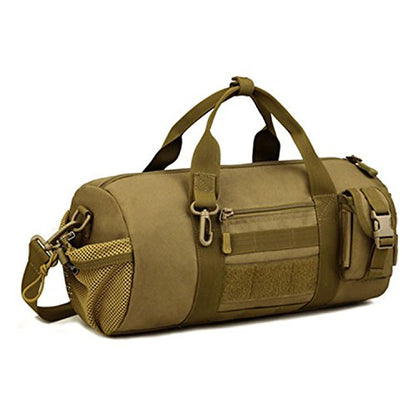 Huntvp Small Tactical Duffle Bag MOLLE Handbag Gear Military Travel Carry On Shoulder Bag Small Valise - color: Brown