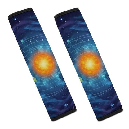 Universal Fit Seat Belt Shoulder Pad for Adult Use, Most Cars, 2 Pack Solar System Space Harness Pads Strap Pressure Relief - color: Pattern 1253