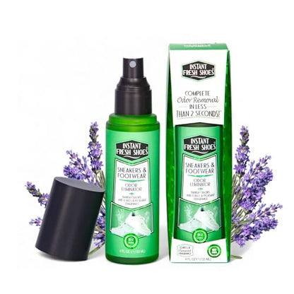 Shoe Deodorizer & Foot Odor Elimination Spray - Instant Shoe Smell Remover for Sneakers, Cleats, Boots, All Footwear, Gym Bags & Sports Equipment - Fresh Lavender Scent - 4 fl oz.