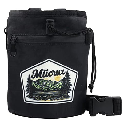 Chalk Bag, Rock Climbing, Bouldering, Adjustable Belt, 2 Zippered Pockets, Brush Loops, Weightlifting, Gymnastic, Crossfit