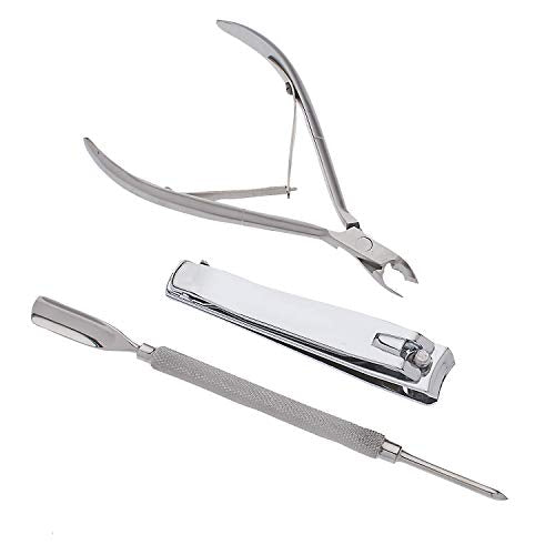 SURGICAL ONLINE Professional Manicure Set, Travel Nail Care Kit, Nail Clippers, Cuticle Nipper, Cuticle Pusher, Nail Cutter Stainless Steel Portable Grooming Kit For Women & Men (Silver) - color: Silver
