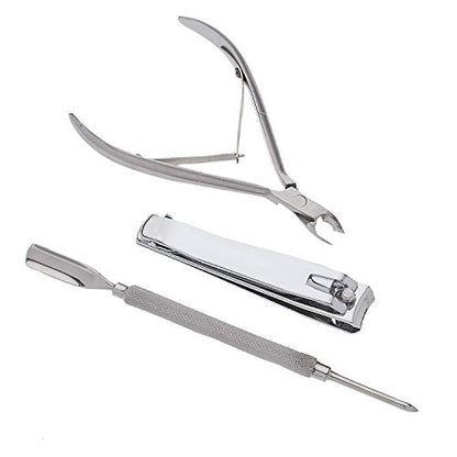 SURGICAL ONLINE Professional Manicure Set, Travel Nail Care Kit, Nail Clippers, Cuticle Nipper, Cuticle Pusher, Nail Cutter Stainless Steel Portable Grooming Kit For Women & Men (Silver) - color: Silver