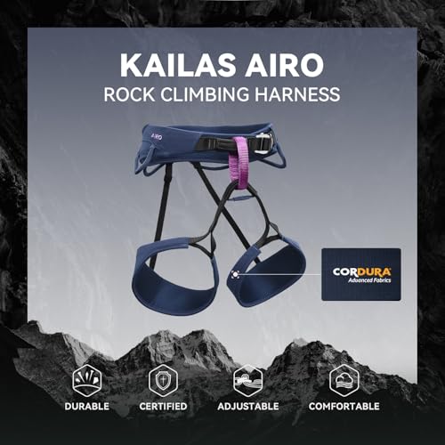 KAILAS Airo Rock Climbing Harness Men Roofing Harnesses Rescue Mountaineering Safety Belt Women Comfortable Lightweight - color: Navy Blue, size: Medium