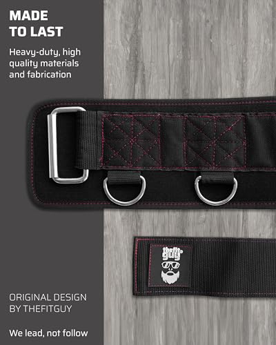 THEFITGUY Original Multi-Attachment Belt for Cable Squats & Hip Thrusts | 5 D-ring points, 2 straps (40in/27in), hook-and-loop closure, fits a 32-52in waist for glute and quad work