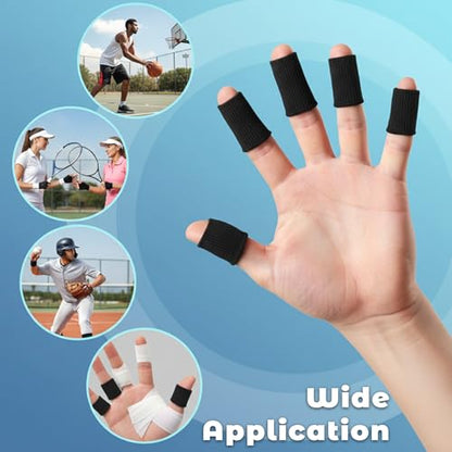 10 PCS Finger Sleeves Black Finger Compression Sleeve Protectors, Elastic Fingers Covers for Sports, Arthritis Fingers Sleeve for Pain Relief and Joint Support