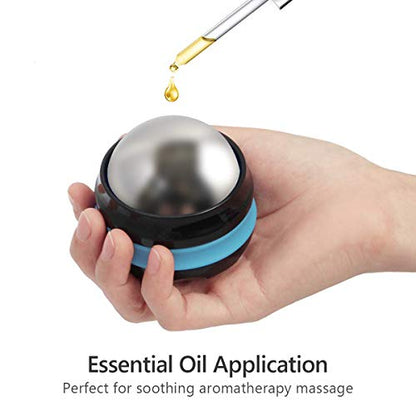 AHIER Cold Massage Roller Ball, Stainless Steel Cold Therapy Relief, Free Rolling Removable Gel Ball Deep Tissue Massage Pain Relief, Great Tool for Back/Neck Pain, Muscles Recovery (Black) - color: Blue Black
