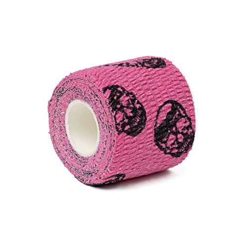Gymreapers Hook Grip Weightlifting Tape (3 Pack) Premium Adhesive Thumb Skull Tape for Finger Protection, Powerlifting, Exercise & Cross Training - Athletic Sweat Proof Tape - color: Pink