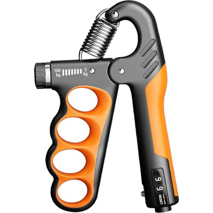 Grip Strength Trainer Forearm Strengthener, 11-220 lbs Adjustable Resistance, Automatic Counting, Ergonomic Design, Ideal Device for Grip Strengthening, Arthritis Relief, Hand Physical Therapy & Rehab - color: Orange