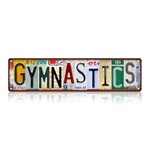 Vintage Sport Metal Tin Signs Gymnastics Wall Decor for Gymnastics room 16 x 4 Inches - color: Gymnastics Sign