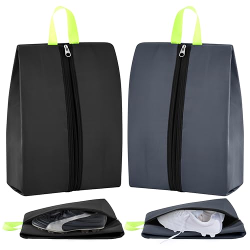 2 Pcs Smell Proof Cleat Bag for Travel, Odor Absorbing & Water Resistant Soccer Cleat Bags, Smell Proof Shoe Bag with Active Carbon Fabric, for Golf Gym Sports Men Women (Black,Dark Gray) - color: Black, Dark Gray