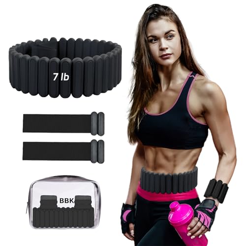 BBK Up to LBS Adjustable Weighted Belt For Women and Men, Weighted Walking Exercise Belt for Gym, Strength Training, Wrist & Ankle - color: Black, size: 7lb