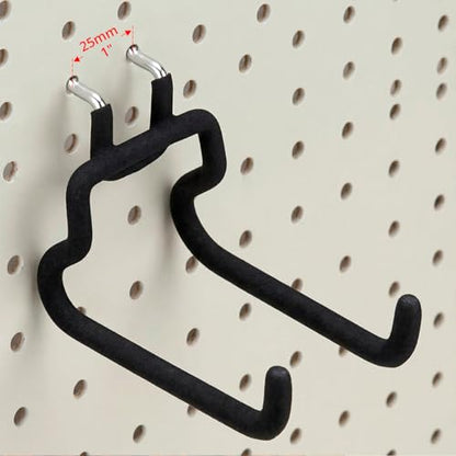 QWORK Heavy Duty 8-Pack Pegboard Hooks with Anti-Slip Coating for 1/4" Pegboards, Peg Board Tool Utility Hangers for Garage Workshop Organization (4 Small + 4 Large)