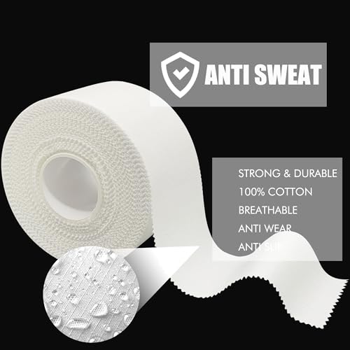 Athletic Tape - QZL 6 Rolls 1" 30‘ Versatile Medical Tape Bandage Tape, 100% Cotton Cloth Tape Adhesive for Ankle Wrist, Sport Tape for & Grip Tape for Hockey, Boxing, Volleyball, Turf, Football, Rock