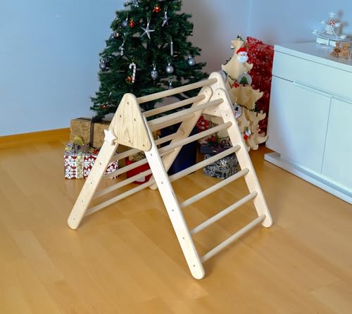 Montessori Wooden Climbing Triangle for Kids | Foldable Indoor Climbing Frame for Children & Toddlers | Wooden Playground Equipment (Large) - style: Large