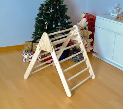 Montessori Wooden Climbing Triangle for Kids | Foldable Indoor Climbing Frame for Children & Toddlers | Wooden Playground Equipment (Large) - style: Large