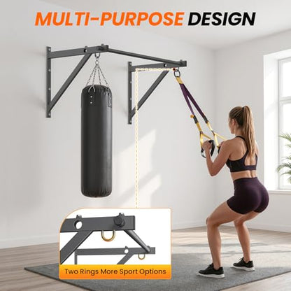 Jusgym Wall Mounted Pull Up Bar, 51"/45" Chin Up Bar with 500LBS Capacity, Strength Training Pull-Up Bars |Joist Mounted |Reinforced Thick Metal Construction