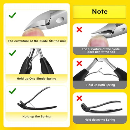 Nail Clippers for Seniors, Heavy Duty Ingrown Toenail Clippers with Long Handle，Angled Head Large Toe Nail Clippers and Slanted Nail Cutter for Thick Nail for Men Women Pregnant Elderly 6Pcs - size: Angled Head 6pcs