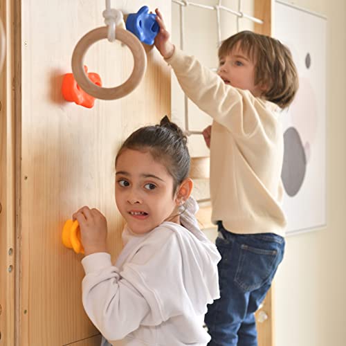 Avenlur Walnut 9-in-1 Swedish Ladder Wall Gym Kids, Indoor Climbing Wall | 2 Heights: 78.8" or 94.5" Montessori Indoor Playground & Jungle Gym, Rock Climbing Wall for Kids, Rope Ladder, Slide, Swing - size: 94.5" Height