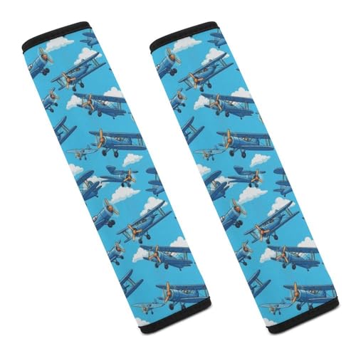 2 Piece Universal Fit Seat Belt Cover for Adult Use, Most Cars, Airplane Pilot Plane Aircraft Sky Blue Seat Belt Covers Cushion, Shock Absorption - color: Pattern 321