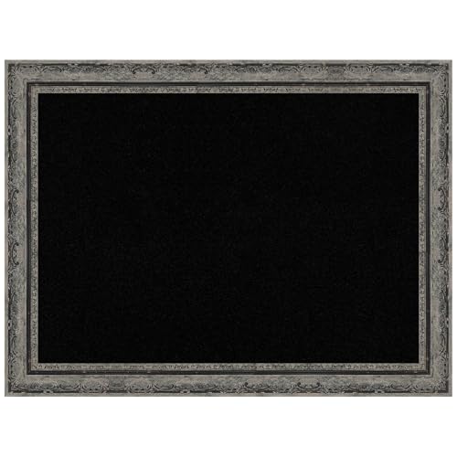Amanti Art Black Cork Board for Wall, 24x32 Vision Board with Black Frame, Medium Corkboard Office Decor for Home Organization, Traditional Corkboard Pinboard to Display Items for Home Organization - color: Filigree Matte Black, size: 32" x 24"
