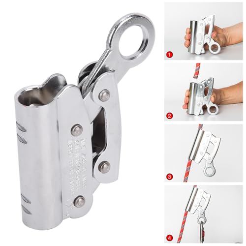 6KN Alloy Steel Climbing Anti Fall Self Locking Equipment, High Load Bearing, Reverse Grip Blocking Tooth Design, for Aerial Working, Maintenance, Construction, Pwshymizvpgawoqh6