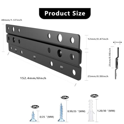 6 inches Z-Style Interlocking French Cleat Hanger,8 Pairs | Metal Picture Hanger Bracket Kit Professional Mirror Hanger for Bathroom Mirrors, Heavy Artwork & Wall Panels (8, 6 Inches) - size: 6 Inch