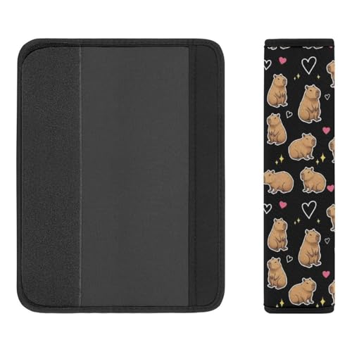 1 Pair Universal Soft and Comfortable Seat Belt Shoulder Pad for Adult Use, Stroller Pushchair High Chair, Cool Capybara Black Neck Strap Covers, Anti-Slip Pad - color: Pattern 637