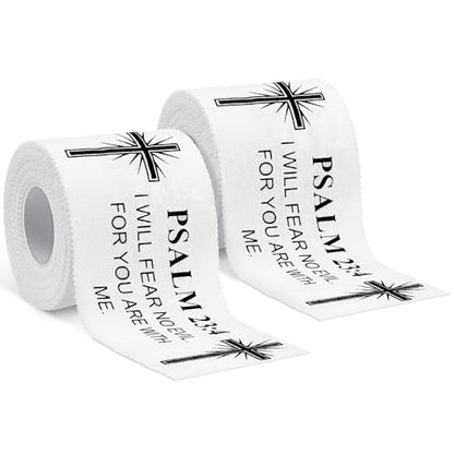 MiniInflat 2 Pcs Christian Cross Athletic Tape Sports Tape 2in x 23ft Religion Jesus Wrist Wrap for Soccer Football Baseball, Gift for Graduation Teacher Nurses Week Pentecost(White,Psalm 23:4) - color: White, style: Psalm