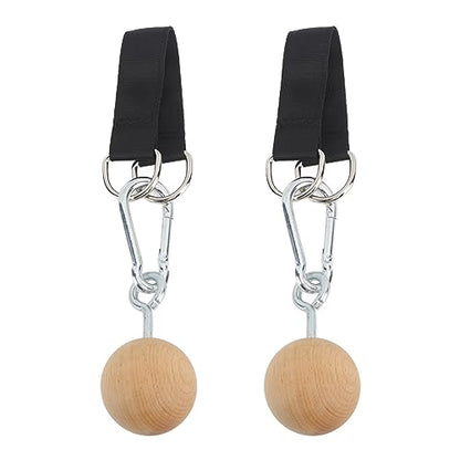 Wooden Pull Up Balls, Rock Climbing Holds Training Set, Arm Strength Trainer with Stainless Steel Hook and Nylon Webbing, Durable Exercise Equipment for Home Gym and Outdoor Workou