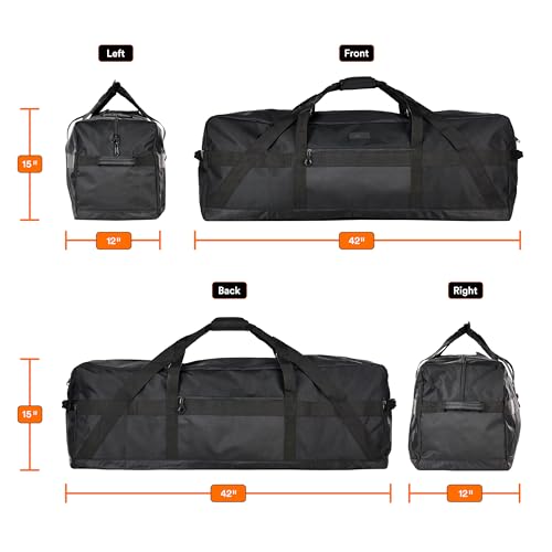 Fitdom 123L 42" Heavy Duty Extra Large Duffle | Upgrade Zipper, Durable and Water Resistant, Camping Bag, Travel Storage, Tent Storage, Sports Equipment Bag, Coaches