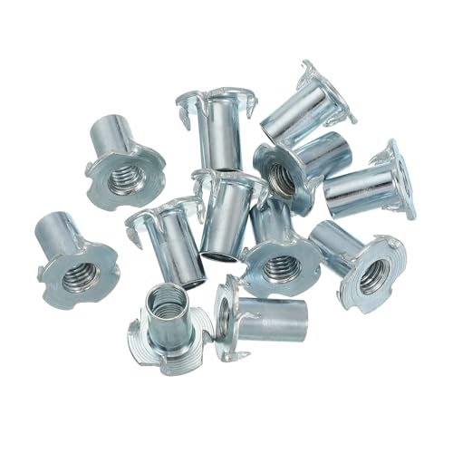 PATIKIL M10 T-Nuts, 12 Pcs Zinc Plated Steel 4-Pronged Tee Blind Nut 22 mm Length Four-jaw t Nuts Threaded Inserts Hardware for Wood Furniture Cabinetry Rock Climbing Holds - size: 22 mm