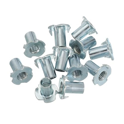 PATIKIL M10 T-Nuts, 12 Pcs Zinc Plated Steel 4-Pronged Tee Blind Nut 22 mm Length Four-jaw t Nuts Threaded Inserts Hardware for Wood Furniture Cabinetry Rock Climbing Holds - size: 22 mm