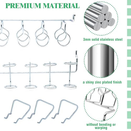 13Pcs Pegboard Screwdriver Pliers Holders Set Contains Double Loop Shelving Display Organizer Hooks and Multi Ring Peg Board Hanging Hook for Shop Store Supermarket