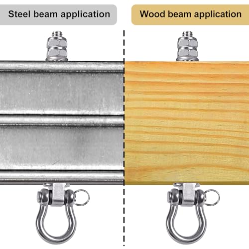 SELEWARE Heavy Duty Swing Hangers with Silent Bearings, 1500LB Capacity Stainless Steel Swing Hardware Kit (6 Pack), M10 x 9" Bolts for Wood/Steel Beams, Porch Swings, Yoga Hammocks, Gym Rings - color: U (9 inch, 6 Pack)
