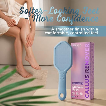 SILKLE Nano Glass Foot File - Foot Callus Remover for Feet & Foot Scrubber | Silicone Grip for Non-Slip Control - Foot Scrubber for Dead Skin, Heel Scraper for Cracked Heels & Foot Exfoliator - Blue - style: Blue
