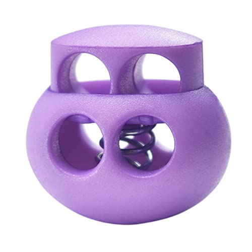 10 Pack Bungee Spring Cord Lock Fastener, Plastic Toggle Stopper for Paracord DIY Crafting DrawString Clasp Elastic Shoe Lace Glove Flashlight Rope Lock Clip Double Hole Adjuster - color: 10#: LighetPurple 10pcs