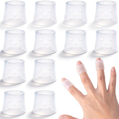 PAGOW 12pcs Finger Covers for Skin Picking, Stop Nail Biting Finger Guard | Reusable Breathable Silicone Anti Skin Picking Finger Gloves for Nail Biting Prevention, Cuticle Protection, Cracked - Clear - size: style1,clear,12pcs