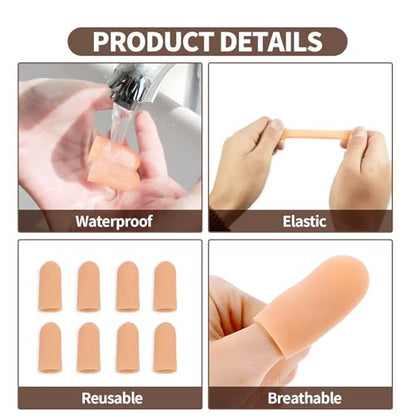 20PCS Silicone Finger Sleeve Thumb Guard, Finger Condom for Wounds Hand Eczema, Finger Arthritis, Thumb Bandage Injury Prevention Gloves Thumb Glove Protector 2 Sizes Gel Finger Support Cots(Nude) - size: 20pcs